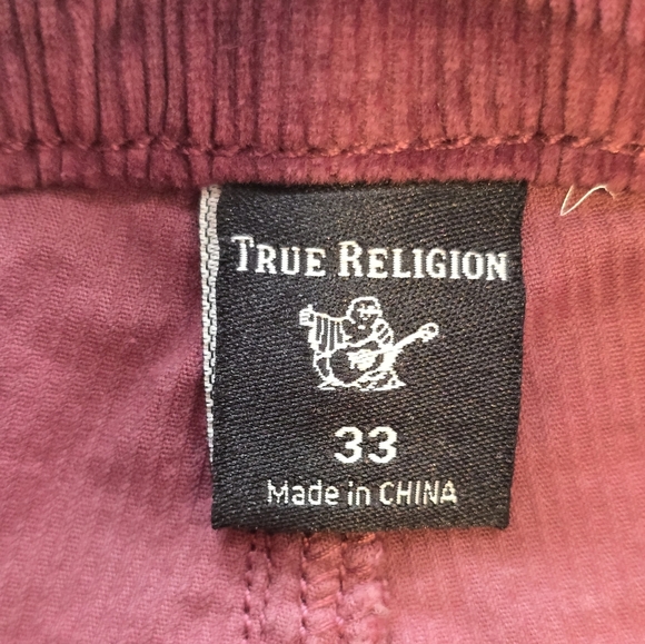 True Religion Halle Mid Rise Burgundy Corduroy Skinny Jeans 33 - Picture 7 of 9